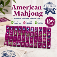 Jeu de Mahjong en Velours Prune, Tuiles Acryliques Blanches à Face Violette, 166 Pièces, Personnalisable, Prêt pour l'OEM