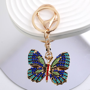 Porte-clés papillon en métal avec strass colorés, porte-clés papillon en cristal, porte-clés créatif incrusté de diamants - Product Image 4