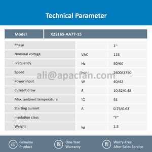 Ventilador Axial de Refrigeración para Gabinete Eléctrico con Rodamiento de Bolas ebmpapst K2S165-AA77-15 SK3241.110 165mm 115VAC 40W 2650RPM 0.52A OEM ODM - Product Image 3