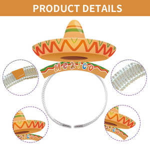 HLC Serre-tête Sombrero de Carnaval Mexicain pour Fête du Cinco de Mayo, Coiffe Créative en Papier, Décoration de Fête - Product Image 2