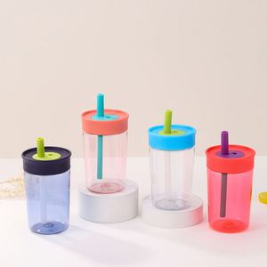 12oz Small Capacity Straw <b>Water</b> <b>Bottle</b>, Transparent Office <b>Water</b> <b>Bottle</b> - Product Image 1