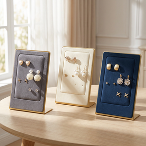 Creative Vertical Ear Nail Rack Microfiber Flannel Metal <b>Shelf</b> Earrings Rack Gift Boxes Leather <b>Lining</b> Geometric Design - Product Image 5