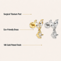 Ensemble de bijoux de piercing personnalisés ZUOLA pour oreille, nez, lèvre, plaqué or 18 carats, zircon 5A, tige en titane, fabrication OEM directe d'usine