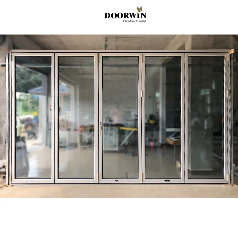 Aluminium folding door with fly screen accordion balcony sliding glass door aluminum exterior safety soundproof