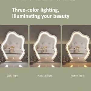 Tabletop Cosmetic <b>Makeup</b> Mirror with Led <b>Lights</b> Lighted <b>Vanity</b> Touchable Dimmable Multi-color Cloud Mirrors With Stand - Product Image 2