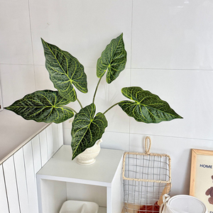 Hoja <span class=keywords><strong>de</strong></span> <span class=keywords><strong>Alocasia</strong></span> Artificial Verde Impresa en 3D, Tela <span class=keywords><strong>de</strong></span> Seda Plástica, Follaje Tropical, Hoja Perenne Moderna <span class=keywords><strong>de</strong></span> Lujo para Decoración del Hogar y Comedor - Product Image 1