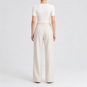 <span class=keywords><strong>Pantalon</strong></span> plissé taille haute <span class=keywords><strong>à</strong></span> jambes larges pour <span class=keywords><strong>femme</strong></span>, <span class=keywords><strong>pantalon</strong></span> de bureau sur mesure, fournisseur ODM personnalisé - Product Image 2