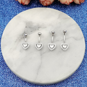New Design Heart <strong>Belly</strong> Button Rings 925 <strong>Sterling</strong> <strong>Silver</strong> Body Jewelry Navel <strong>Bar</strong> Fashion Piercing for Women Men - Product Image 2