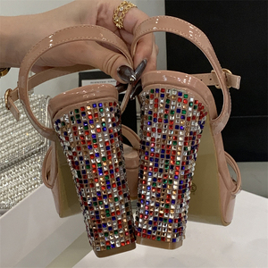 2025 Summer Fashion <b>Waterproof</b> Thick Sole Women's High Heel <b>Sandals</b> Open Toe with Wedge Heel Sexy and Breathable for Autumn - Product Image 6