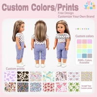 Vêtements de poupée en gros : T-shirt court blanc et noir à pois col en V et pantalon capri violet clair à revers – Tenue personnalisée pour poupée