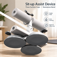 Appareil d'assistance pour les sit-ups avec trois ventouses et une bande de résistance pour l'entraînement abdominal et du tronc à domicile ou au bureau, avec une résistance de 3 kg
