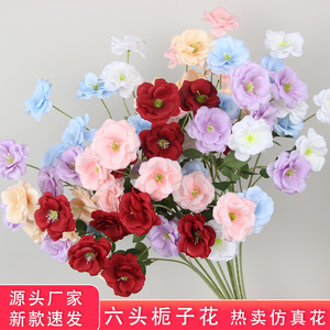Flores Artificiales de Gardenia, 6 Cabezas, Flor de Seda para Decoración de Bodas, Arreglos para Pasillos - Product Image 2