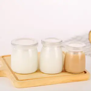 带瓶盖热卖圆形食品储存宽口布丁奶酪酸奶玻璃罐100毫升150毫升200毫升