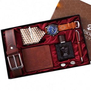 2025 coffret cadeau d'affaires 7 pièces Boutique Collection ceinture portefeuille cravate parfum montre à Quartz stylo-chaud pour les Promotions cadeaux d'entreprise - Product Image 1