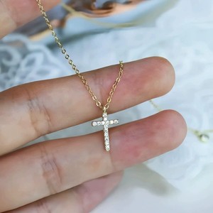 Collar <span class=keywords><strong>con</strong></span> Colgante <span class=keywords><strong>de</strong></span> <span class=keywords><strong>Cruz</strong></span> <span class=keywords><strong>de</strong></span> Plata <span class=keywords><strong>de</strong></span> Ley 925, Chapado en <span class=keywords><strong>Oro</strong></span>, <span class=keywords><strong>con</strong></span> Circonita Cúbica, Joyería Cristiana <span class=keywords><strong>para</strong></span> <span class=keywords><strong>Mujer</strong></span> - Product Image 2