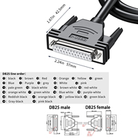 Cable de Extensión Serial RS485 DB25 Macho con Cable Desnudo, Conductor de Cobre Puro, Revestimiento de PVC, Certificado CE/FCC/ROHS para Computadora, OEM/ODM