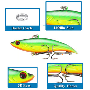 Leurre artificiel coulant Vibra Lure toutes profondeurs 7,5 cm 12,8 g, boîte de 5 couleurs, pour la pêche au bar XY 166 - Product Image 5