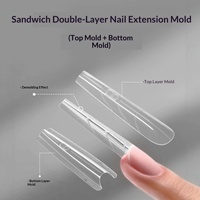 Boîte de 240 formes à ongles réutilisables, transparentes, double couche, extensibles, style papillon, de type armure, sans plateau en papier, pour usage transfrontalier
