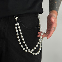 Großhandel Hip-Hop Tonperlen-Strass-Hosenkette Mehrschichtige Strass-Taillenkette Modeschmuck für Männer