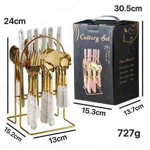 Juego de Cubiertos de Acero Inoxidable de 24 Piezas, OEM ODM, Cuchillo para Carne, Tenedor y Cuchara, Organizador, Caja de Regalo, Vajilla Occidental para Hotel - Product Image 3