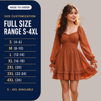 Robe Courte Personnalisée pour Femme, Col Cœur à Nouer, Volants, Manches Lanterne, Taille Haute, Idéale Vacances, Vente en Gros, OEM, ODM, Marque Privée
