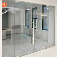 Nouvelle porte en verre en acier inoxydable pour bureau avec ressort au sol, porte battante en verre