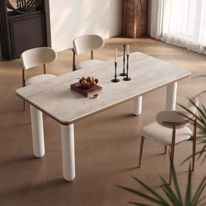 Ensemble table et chaises de style nordique, 4 pièces, moderne, crème, rectangulaire, en bois massif, pour salle à manger - Product Image 4