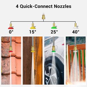 Mesin Cuci Tekanan Tinggi 3000PSI, Mesin Cuci Portabel 2.5GPM 4 Mulut Pipa Koneksi Cepat - Product Image 5