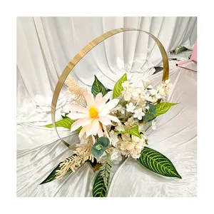 Arche de fleurs en or pour décoration de mariage, prix d'usine