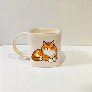 Taza de Café de Porcelana Pintada a Mano Personalizada - Diseño de Gato del Bosque Noruego - Product Image 3
