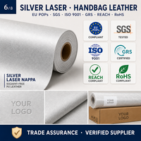 Cuir synthétique PU laser argenté métallisé très demandé pour la fabrication de sacs, 1 mm, rouleau de matière première d'usine du Bangladesh, conforme aux normes UE (POPs)