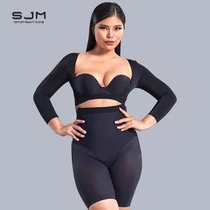 Century Beauty high quality shapewear top set open bust long sleeves plus size tummy control body shaper panties pants