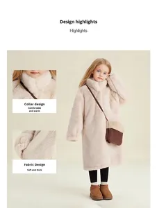 <span class=keywords><strong>Cappotto</strong></span> Lungo in Ecopelliccia con Motivo a Quadri Stile Britannico per Ragazze, Chiusura a Bottoni, Imbottito e Caldo per l'Inverno - Product Image 6