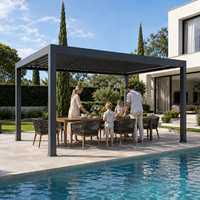 Pergola bioclimatique en aluminium sur mesure, toit à lames orientables imperméable, installation facile, gazebo extérieur pour patio, jardin, cour