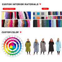 Jubah Ganti Tahan Air Premium Berlapis Sherpa, Parka Renang untuk Berselancar, Berenang, Cuaca Dingin, OEM Label Pribadi