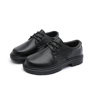 Chaussures formelles pour garçons printemps automne été chaussures habillées en cuir de vachette véritable noir style britannique pour les élèves du primaire - Product Image 1