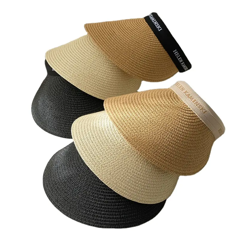 Visera de paja para mujer, sombrero de playa con visera ancha para actividades al aire libre, protección Uv para ciclismo de verano, venta al por mayor