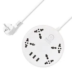 Prise d'extension universelle multi-appareils, 4 prises ca, multiprise ronde avec 3 Ports de charge Usb