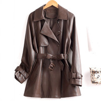 Veste marron slim haut de gamme pour femme en similicuir PU, manteau personnalisé pour l'hiver et le quotidien