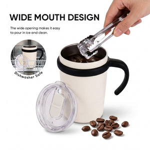 Tasse à café classique de 250 ml à large ouverture, tasse isotherme avec poignée pour le bureau 01762A - Product Image 3