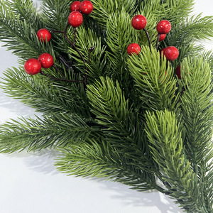 Rami di pino artificiale natale agrifoglio bacche artificiali bacche rosse steli per ghirlanda decorazioni albero di natale decorazione - Product Image 4