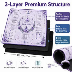 Tapis de Mahjong Américain Esthétique en Cristal Lavande, Motif Lune Céleste, Antidérapant et Imperméable, avec Guide des Règles pour Jeux de Cartes - Product Image 3