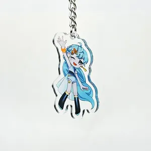 Diy Cute Cartoon Acrylic Keychain Different Sizes Stainless Steel Keychain With UV Printing