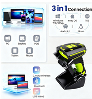 Lecteur de codes-barres 2D sans fil EDOO Industrial, lecteur de codes QR avec base de charge pour l'inventaire en entrepôt, scanner portable