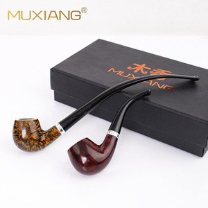 Muxiang Tobacco Pipe Bent Type Handmade Photinia Wood Reading Pipe One Pipe Three Mouthpieces Gift Box Customizable - Product Image 4