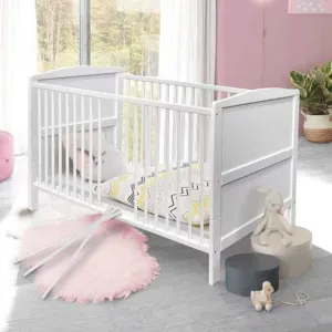 2合1实心松木婴儿床，带可拆卸护栏婴儿家具蒙特梭利木制儿童学步床卧室框架