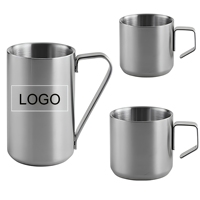 Mug de voyage rétro en acier inoxydable 304 à double paroi, avec poignée antidérapante, vaisselle de luxe légère pour café et lait, 280 ml, écologique