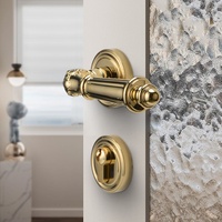 Vente directe du fabricant Poignée de porte intérieure française en laiton massif avec absorption magnétique Poignée de porte silencieuse en bois