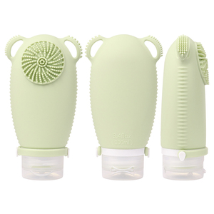 Custom LOGO 2-in-1 Silicone Travel Bottle 100ml Refillable Squeeze Container with Facial Cleansing Brush - Product Image 1
