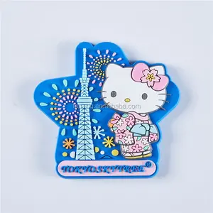 OEM фабрика Hello Kitty магнитные наклейки Die Cut 2D или 3D ПВХ резиновый магнит на холодильник